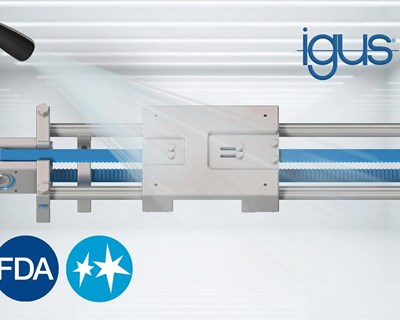 Eixo linear isento de lubrificação da igus em design higiénico para utilização higiénica na tecnologia alimentar